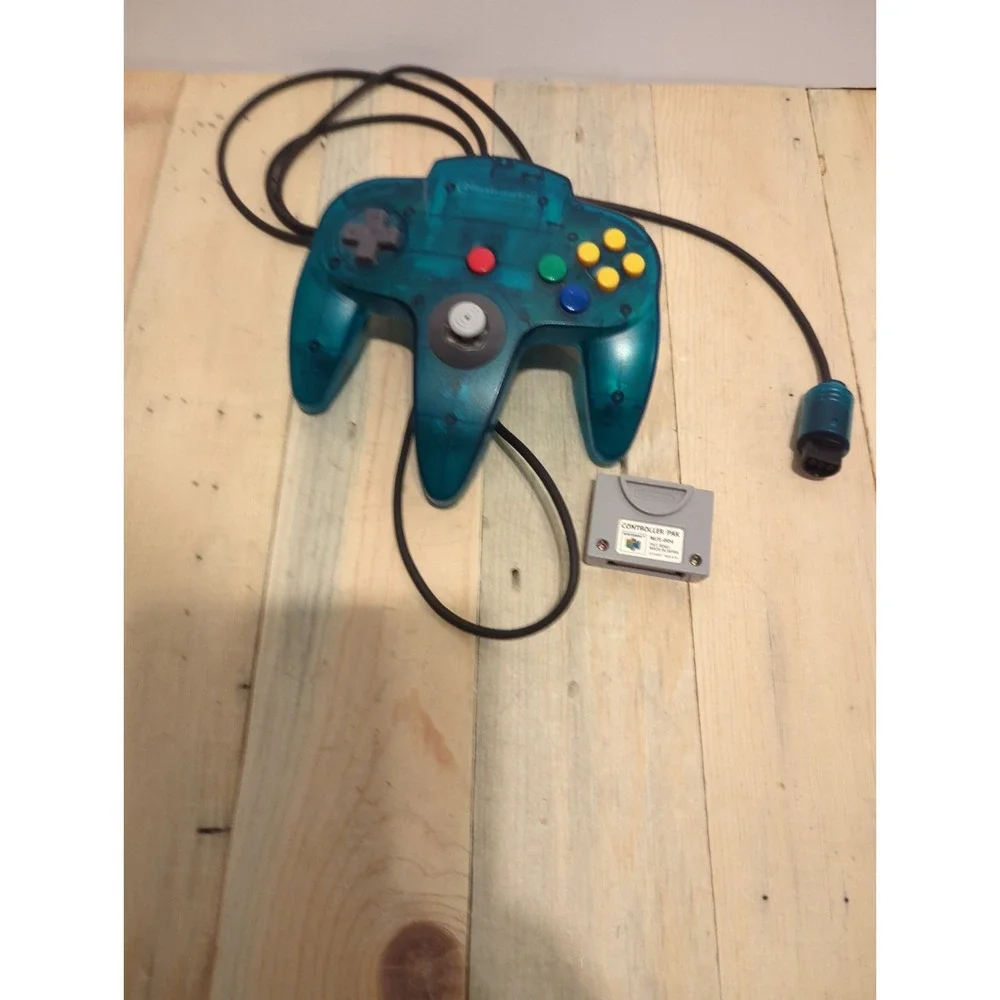 Nintendo 64 Clear Ice Blue Controller OEM NUS-005 Memory Card Tested Funtastic